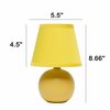 Creekwood Home Traditional Petite Ceramic Orb Base Table Desk Lamp with Matching Tapered Drum Fabric Shade, Yellow CWT-2004-YL